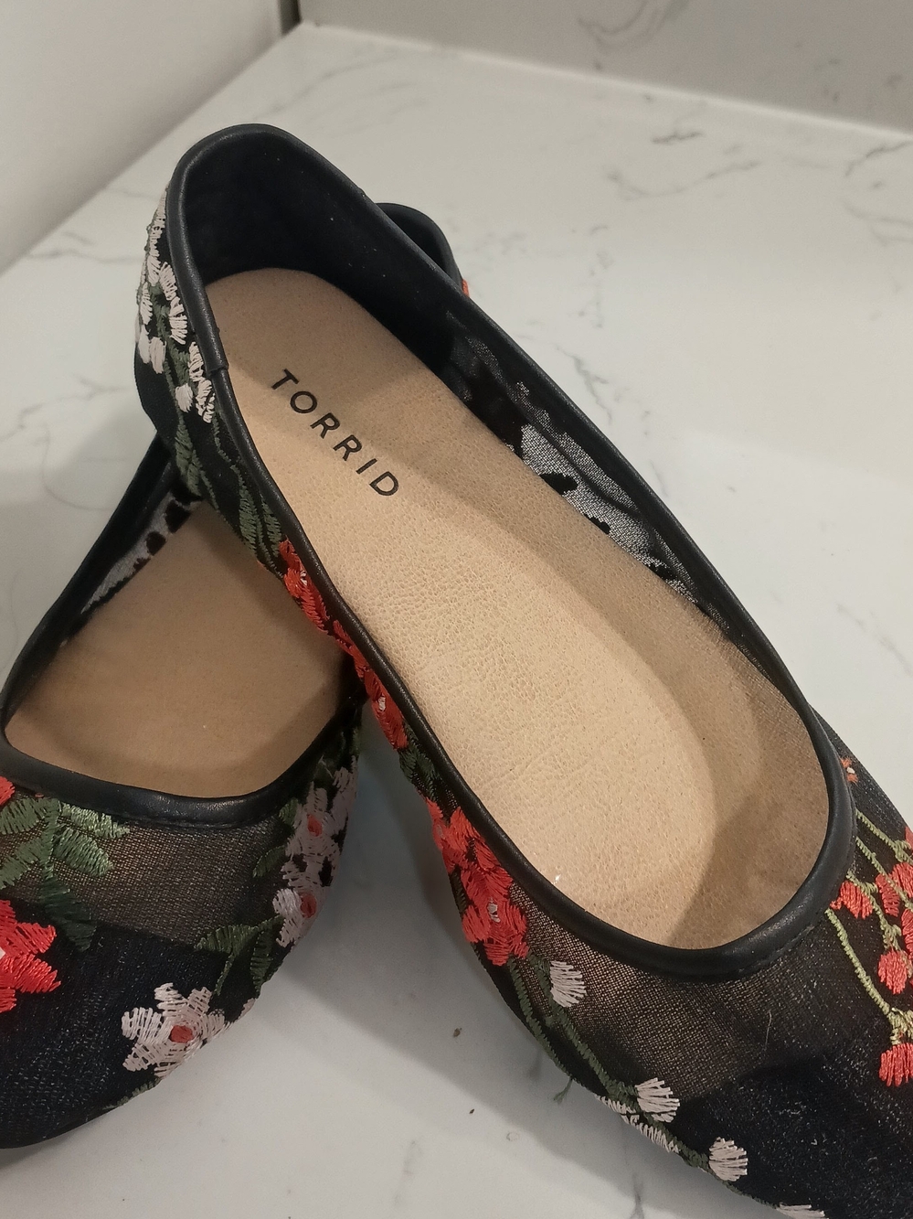 Torrid Black Floral Embroidered Ballet Flats